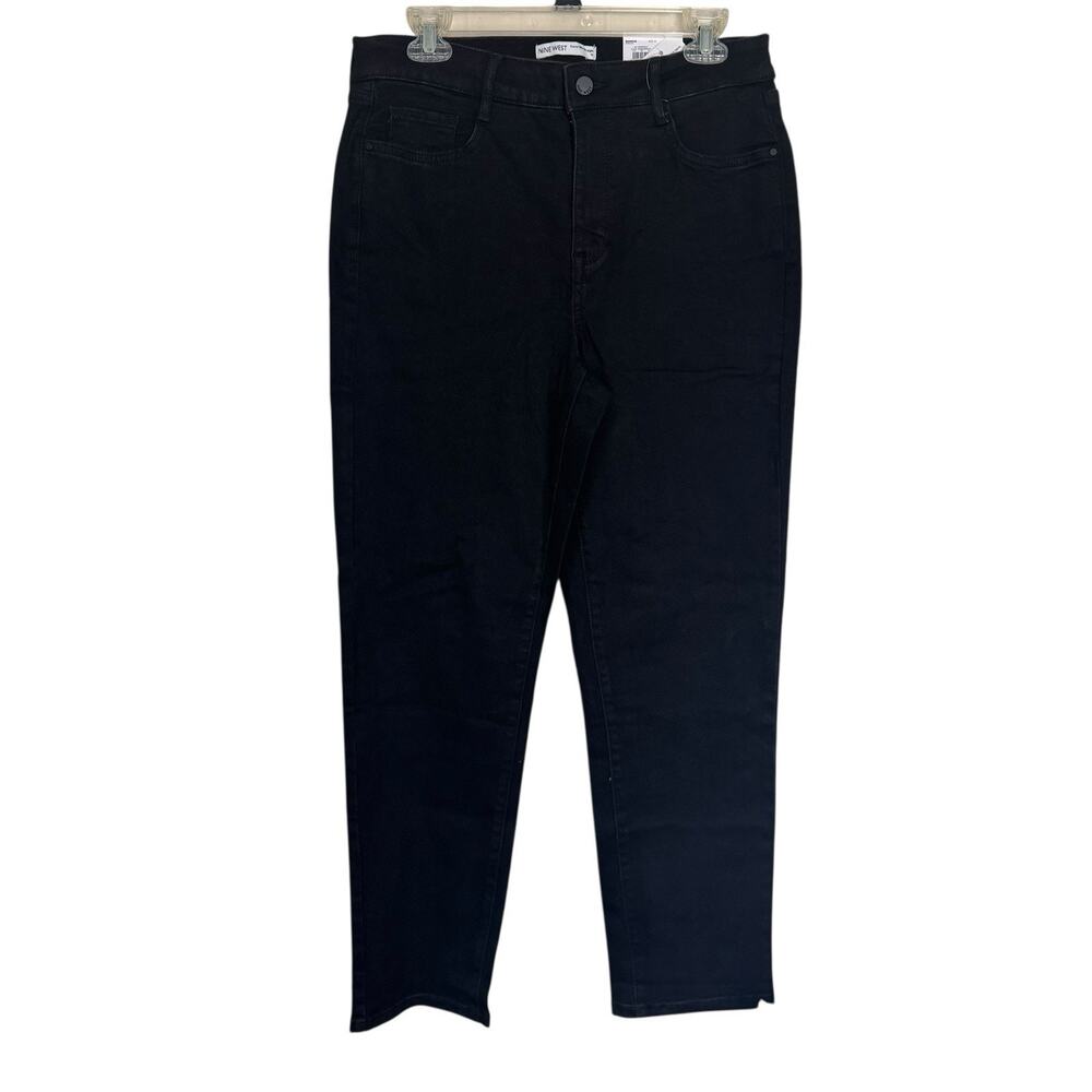 Nine West High Rise Jeans Dark Black Women's 10 Curvy Slim Straight Denim NWT